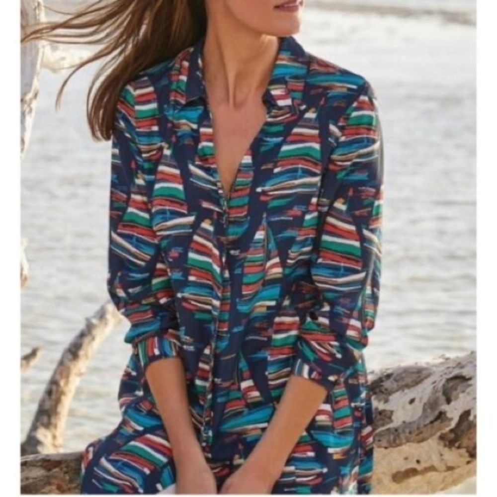 Soft Surrounding top sailboat nautical‎ Blouse small coastal mature old money